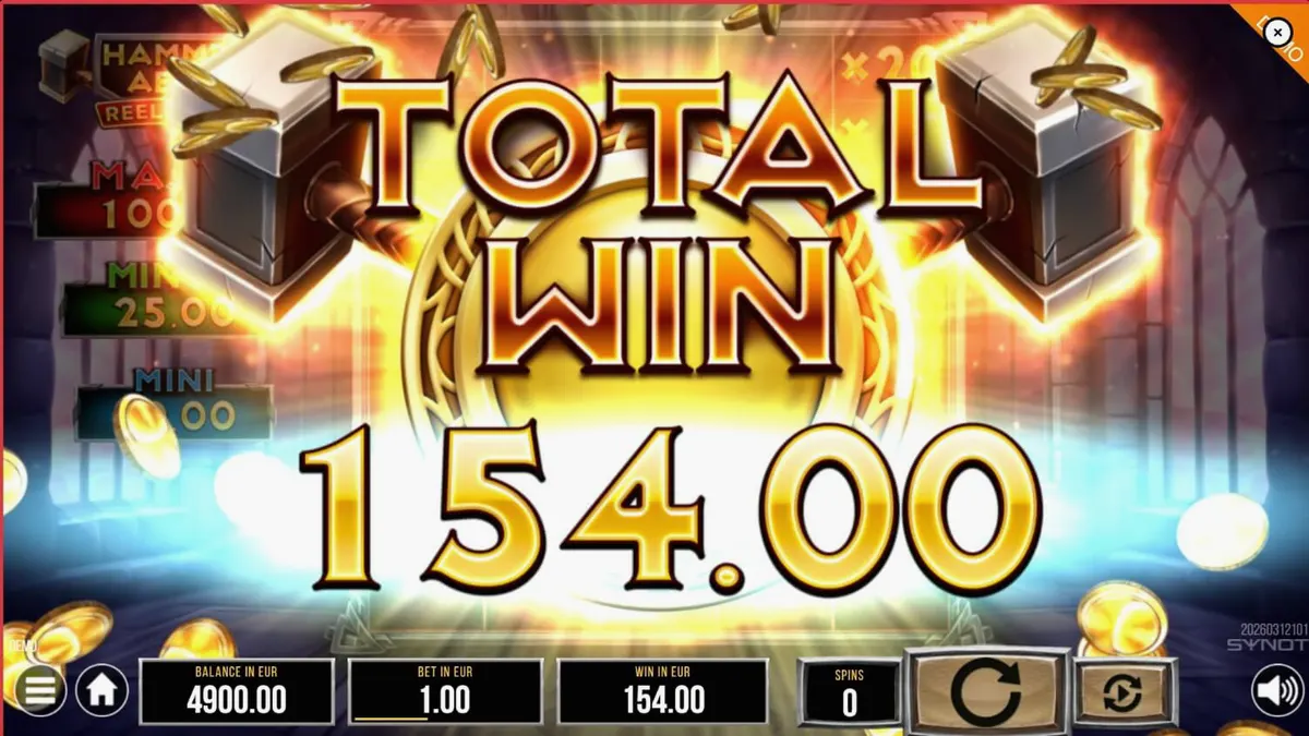 Tampilan grafis slot Hammer of Aesir dengan tema mitologi Nordik