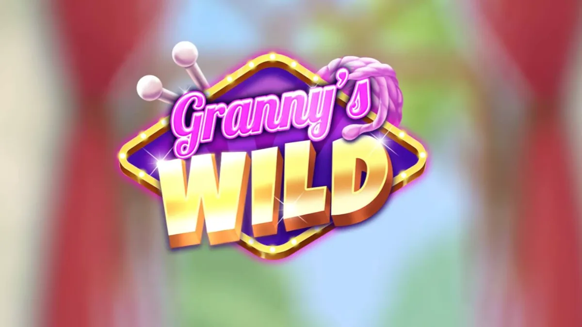 Tampilan visual slot Granny’s Wild dengan tema neon Vegas dan karakter nenek yang ceria